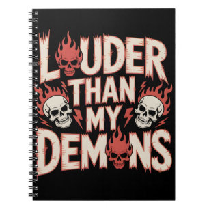 Caderno Espiral Mais Alto Que Meus Demônios: Caveira Gótica e Cham