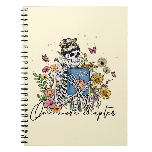 Caderno Espiral Mais um Capítulo Esqueleto Floral (Frente)