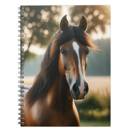 Caderno Espiral Majestic Brown Horse Portrait – Elegant Equine