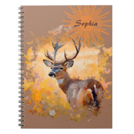 Caderno Espiral Majestic Deer in a Field of Wildflowers