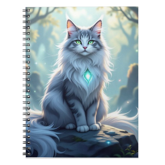 Caderno Espiral **Majestic Fantasy Cat with Mystical Aura – High F (Frente)