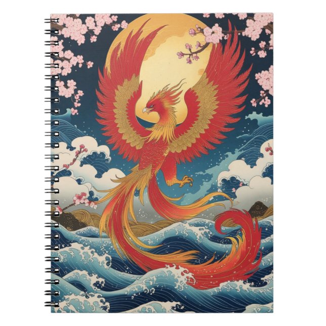 Caderno Espiral Majestic Phoenix Notebook - Japanese Fantasy Art (Frente)