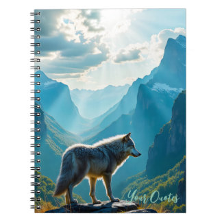 Caderno Espiral Majestic Wolf Mountain Art