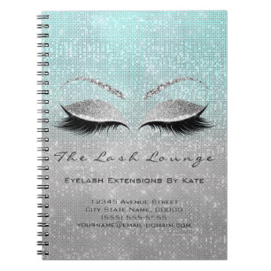 Caderno Espiral Makeup Artist Beaust Salon Blue Aqua Silver Cinza