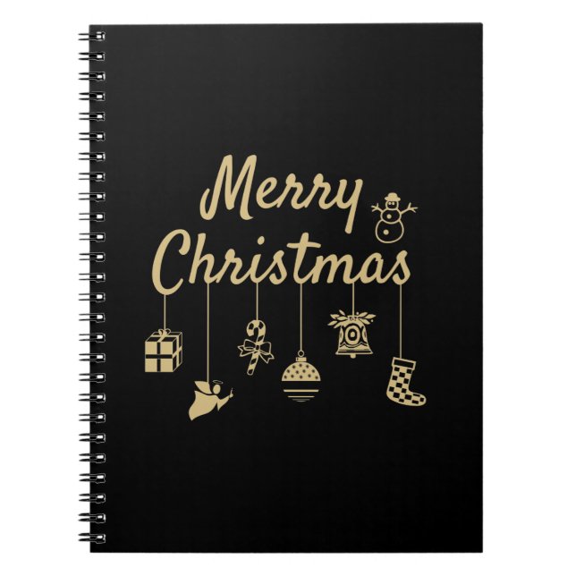 Caderno Espiral Mal Natal Ornaments - Ouro (Frente)