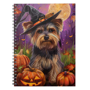 Caderno Espiral Malandro Biewer Terrier Halloween Witch E Pumpkin