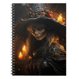 Caderno Espiral Maldita Bruxa de Halloween Retrato Legal Incrível