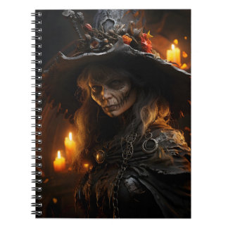 Caderno Espiral Maldita Bruxa de Halloween Retrato Legal Incrível