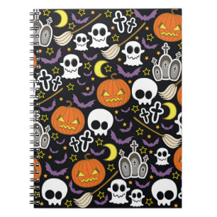 Caderno Espiral Maldito Halloween: O Design de fundo do tema.