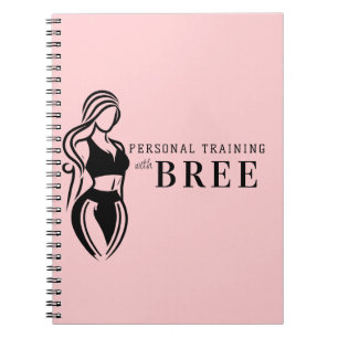 Caderno Espiral Malhação feminina Treinamento pessoal Rosa Mínimo