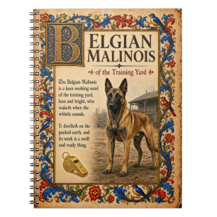 Caderno Espiral Malinois Belga, Arte do Bestiário Medieval