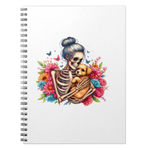 Caderno Espiral Maluco Skeleton Cute Puppy Dog Alavanca Halloween