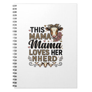 Caderno Espiral Mama Ama Seu Rebanho Camisa Vintage Vaca Mãe Desig