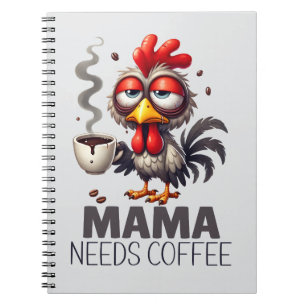 Caderno Espiral Mama Precisa de Café Superestimulada Galinha Engra