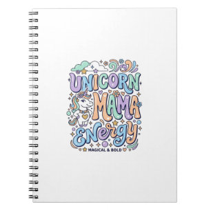 Caderno Espiral Mama Unicórnio Energia Kawaii Desenho Vetorial_1