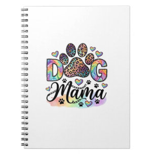 Caderno Espiral Mamãe Cachorro Pata Leopardo Arco-íris Aquarela Co