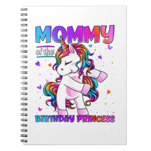 Caderno Espiral Mamãe da Menina Princesa de Aniversário Flossing U