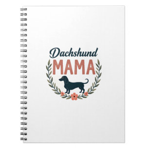 Caderno Espiral Mamãe Dachshund Vintage Floral Amante de Cachorro