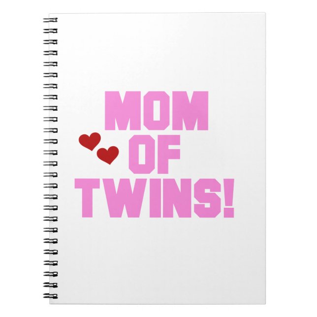 Caderno Espiral Mamãe de Gêmeos Dentes de Texto Rosa (Frente)