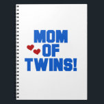 Caderno Espiral Mamãe de Twins Blue Text Gifts<br><div class="desc">Mãe do design de texto azul gêmeo com corações vermelhos,  perfeito para a mãe de garotos gêmeos em caixas de guardas gêmeos,  azulejos,  ornamentos,  canecas,  botões,  mousépades,  chaveiros,  cartas,  e muito mais!</div>