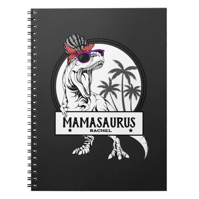 Caderno Espiral Mamasaurus Mãe T rex Dino Engraçado Nome Personali (Frente)