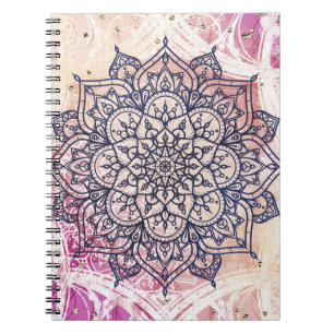 Caderno Espiral Mandala Alegre Arejado Rosa Roxo Amarelo Azul e Do