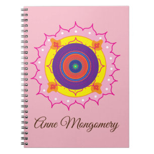 Caderno Espiral Mandala Art, Notebook Espiral de Nome Personalizad