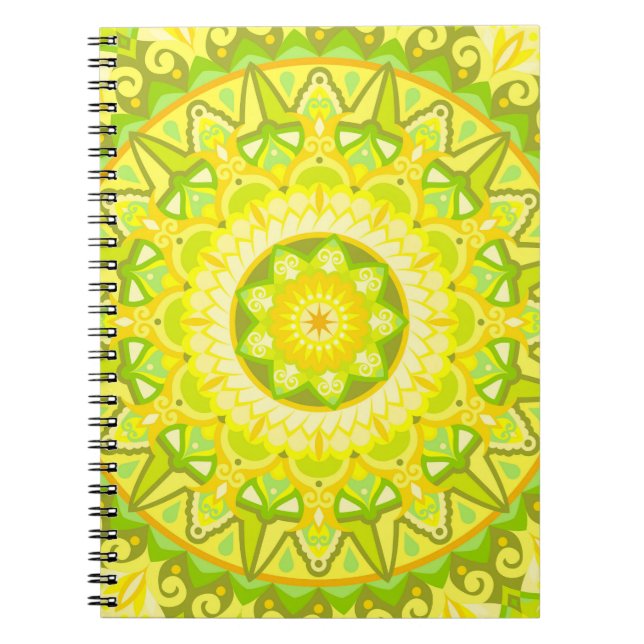 Caderno Espiral Mandala Boho de Primavera Bem-Estar Escrita Energi (Frente)