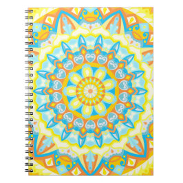 Caderno Espiral Mandala Boho Verão Padrão Geométrico de Sol