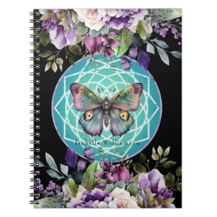Caderno Espiral Mandala Borboleta Roxo Floral Esotérico Psíquico