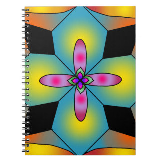 Caderno Espiral mandala colorido em estilo de azulejo