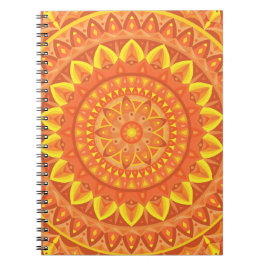 Caderno Espiral Mandala Criativo Boho Vibrante Geométrico Laranja