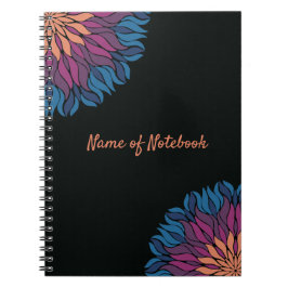 Caderno Espiral Mandala de Flores em azul e mauve