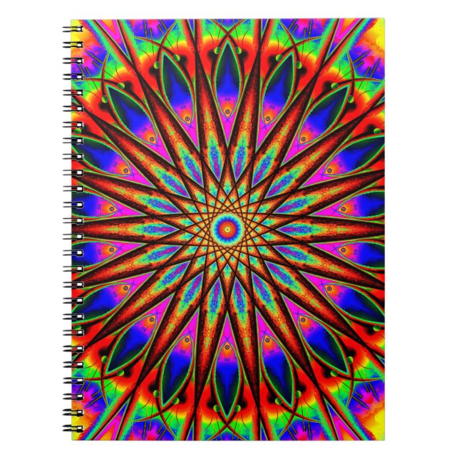 Caderno Espiral Mandala do mundo do arco-íris (Frente)