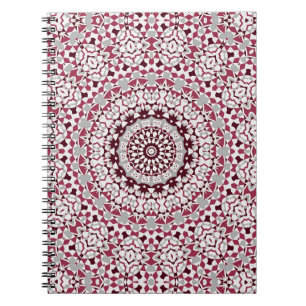 Caderno Espiral Mandala é uma cinza burgundy