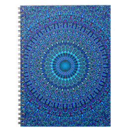 Caderno Espiral Mandala espiritual azul do jardim