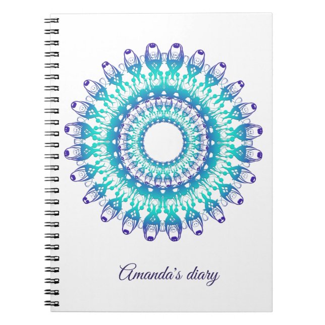 Caderno Espiral mandala étnica da cerceta. Texto (Frente)