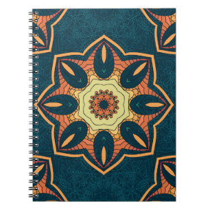 Caderno Espiral Mandala étnica: padrão de colheita sem descontinui