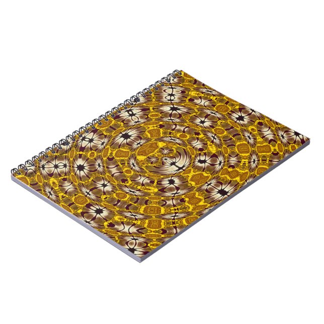 Caderno Espiral Mandala Floral Boho Dourada Padrão (Left Side)