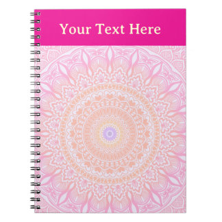 Caderno Espiral Mandala Floral em Ouro Rosa Personalizado