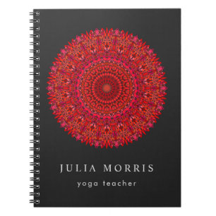 Caderno Espiral Mandala floral vermelha