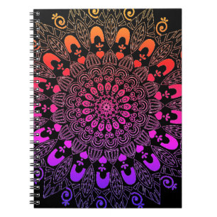 Caderno Espiral Mandala Flower Design Sketch Art
