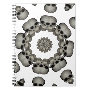 Caderno Espiral Mandala humana assustador do crânio