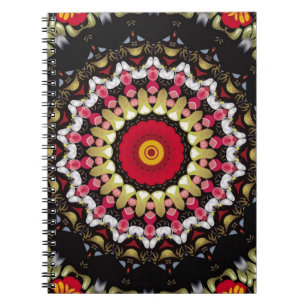 Caderno Espiral Mandala Mágico Preto e Vermelho