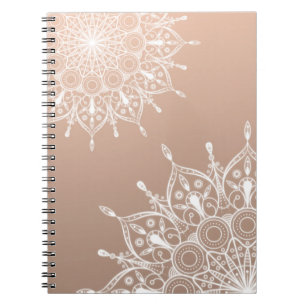 Caderno Espiral Mandala marrom dourado
