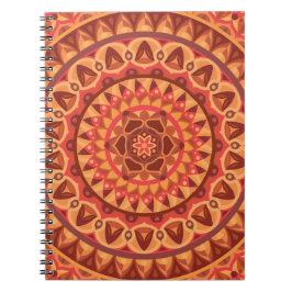 Caderno Espiral Mandala Marrom Terroso Boho Aconchegante Padrão Ge