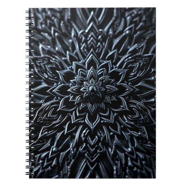 Caderno Espiral Mandala Metálico Escuro (Frente)