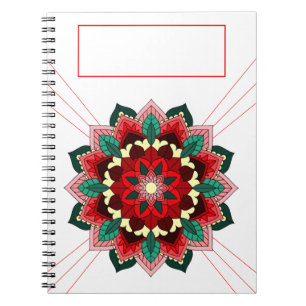 Caderno Espiral Mandala - Padrão 02 em notebook vermelho