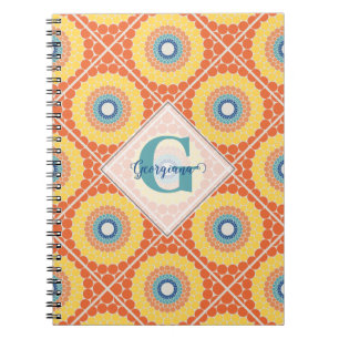 Caderno Espiral Mandala Radiante de Verão Egeu Personalizado