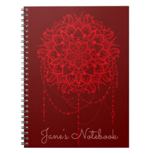 Caderno Espiral Mandala red maroon Indian